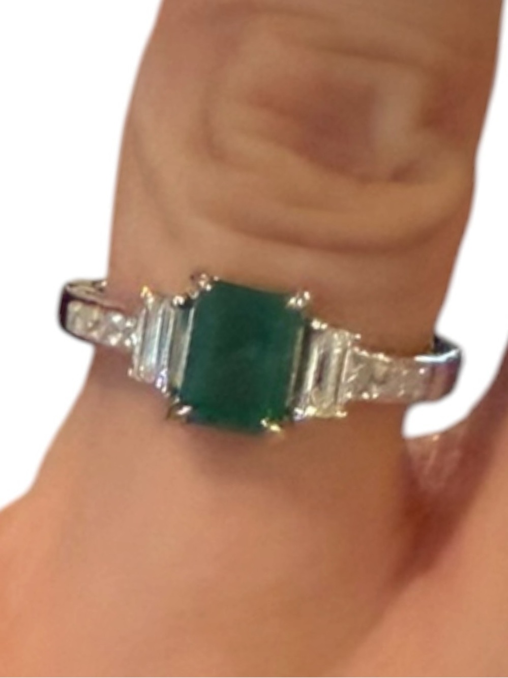 DJoy Womens Natural Kagem Zambian Emerald & Zircon Art Deco Ring Size 6 New